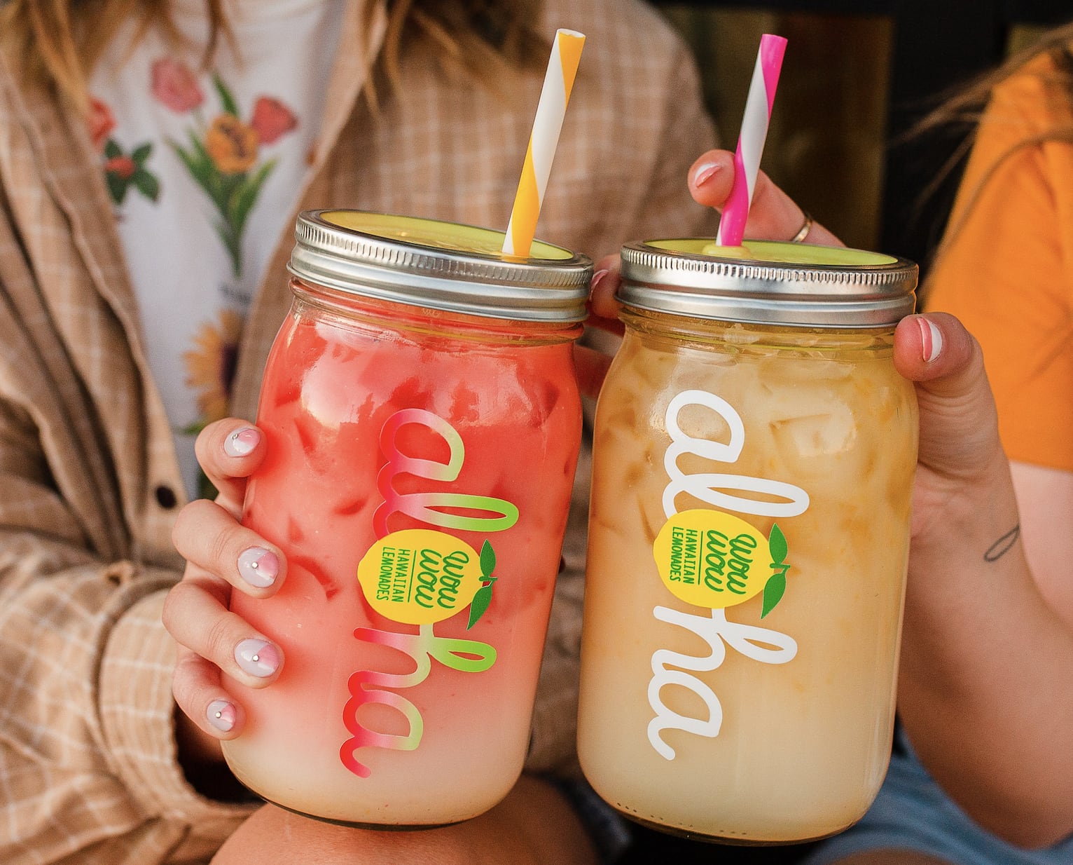 Drinks in Aloha glasses